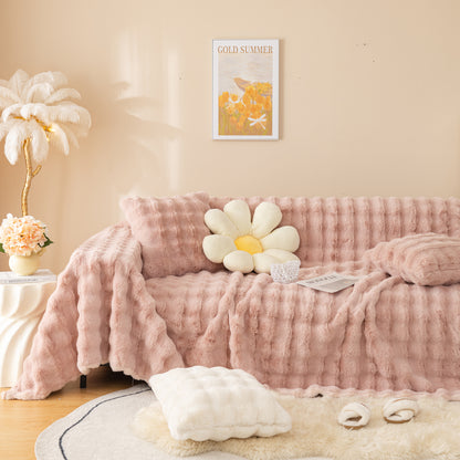Super doux et moelleux jeté de canapé en fausse fourrure de lapin, couverture de canapé pour meubles de salon