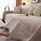 Chenille Sofa Cover Throw Blanket, Woven Textured Minimalist Wabi-Sabi Couch Cover