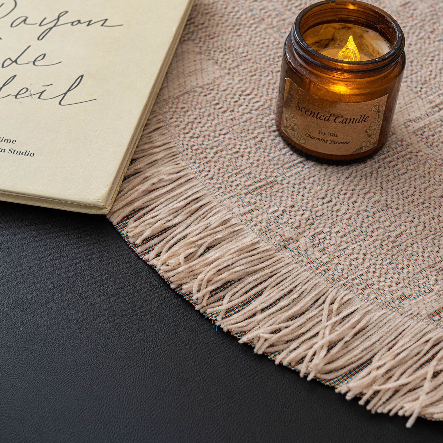 Chenille Sofa Cover Throw Blanket, Woven Textured Minimalist Wabi-Sabi Couch Cover