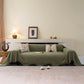 Chenille Sofa Cover Throw Blanket, Woven Textured Minimalist Wabi-Sabi Couch Cover