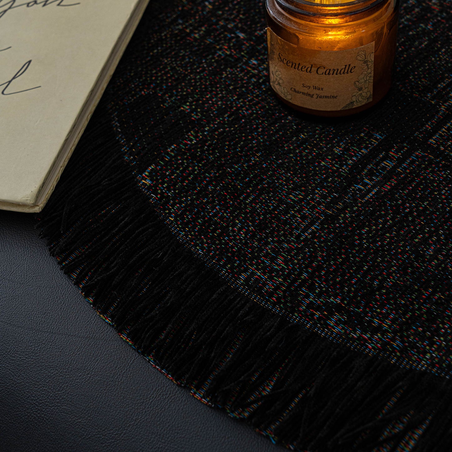Chenille Sofa Cover Throw Blanket, Woven Textured Minimalist Wabi-Sabi Couch Cover