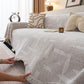 Chenille Sofa Cover Throw Blanket, Woven Textured Minimalist Wabi-Sabi Couch Cover