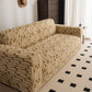 Plush Fleece Stretch Sofa Cover, Super Soft Textured Geometric Couch Slipcover