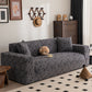 Plush Fleece Stretch Sofa Cover, Super Soft Textured Geometric Couch Slipcover