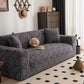 Plush Fleece Stretch Sofa Cover, Super Soft Textured Geometric Couch Slipcover