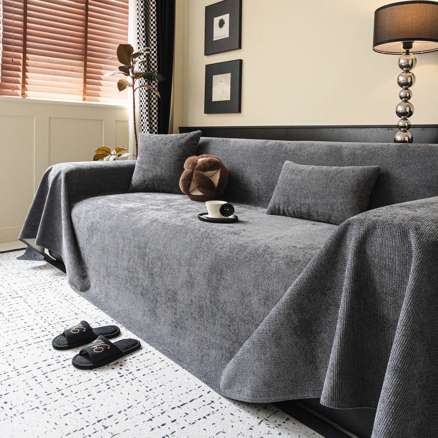 Chenille Sofa Cover Throw, Non-Slip, Water-Resistant, Pet-Friendly Couch Protector