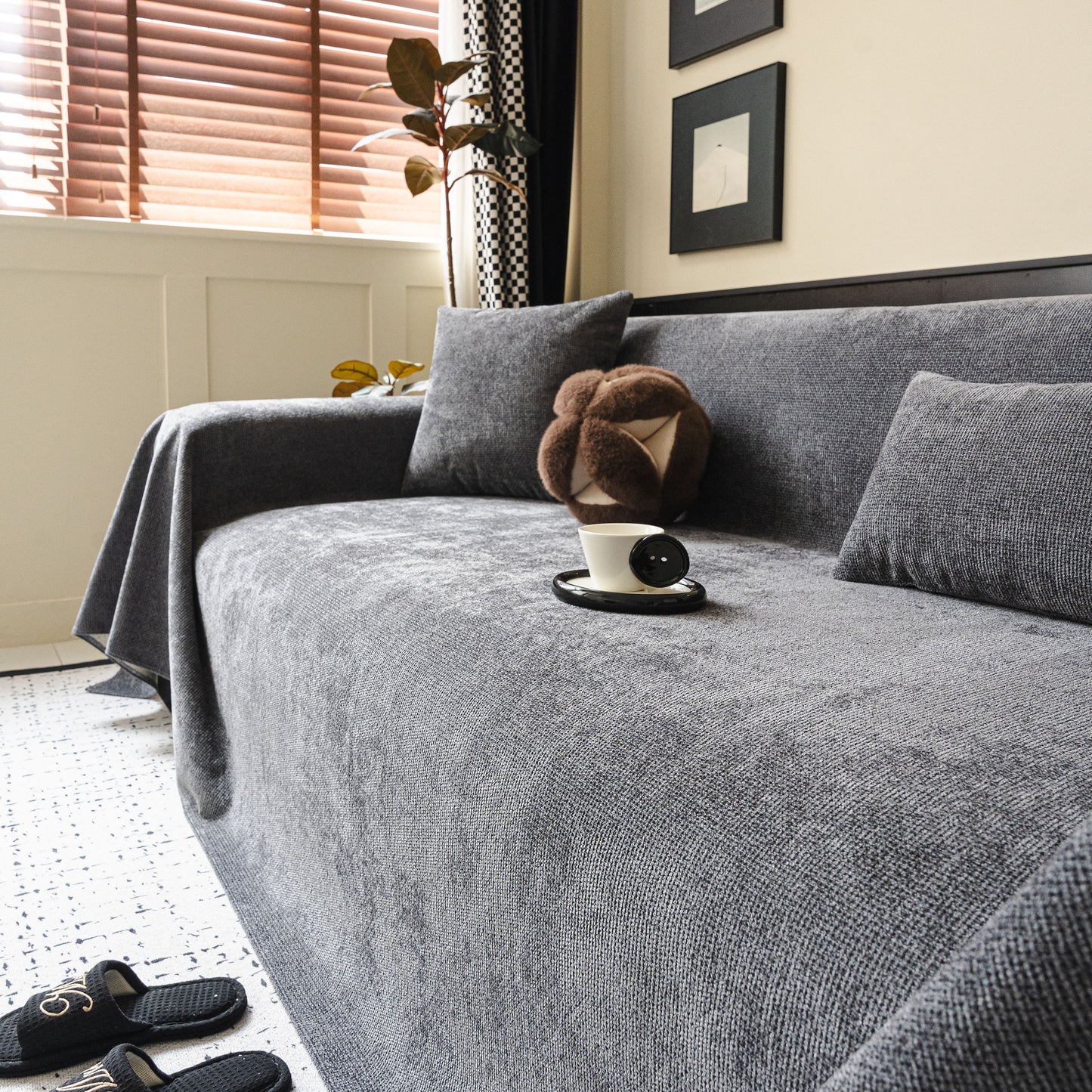 Chenille Sofa Cover Throw, Non-Slip, Water-Resistant, Pet-Friendly Couch Protector