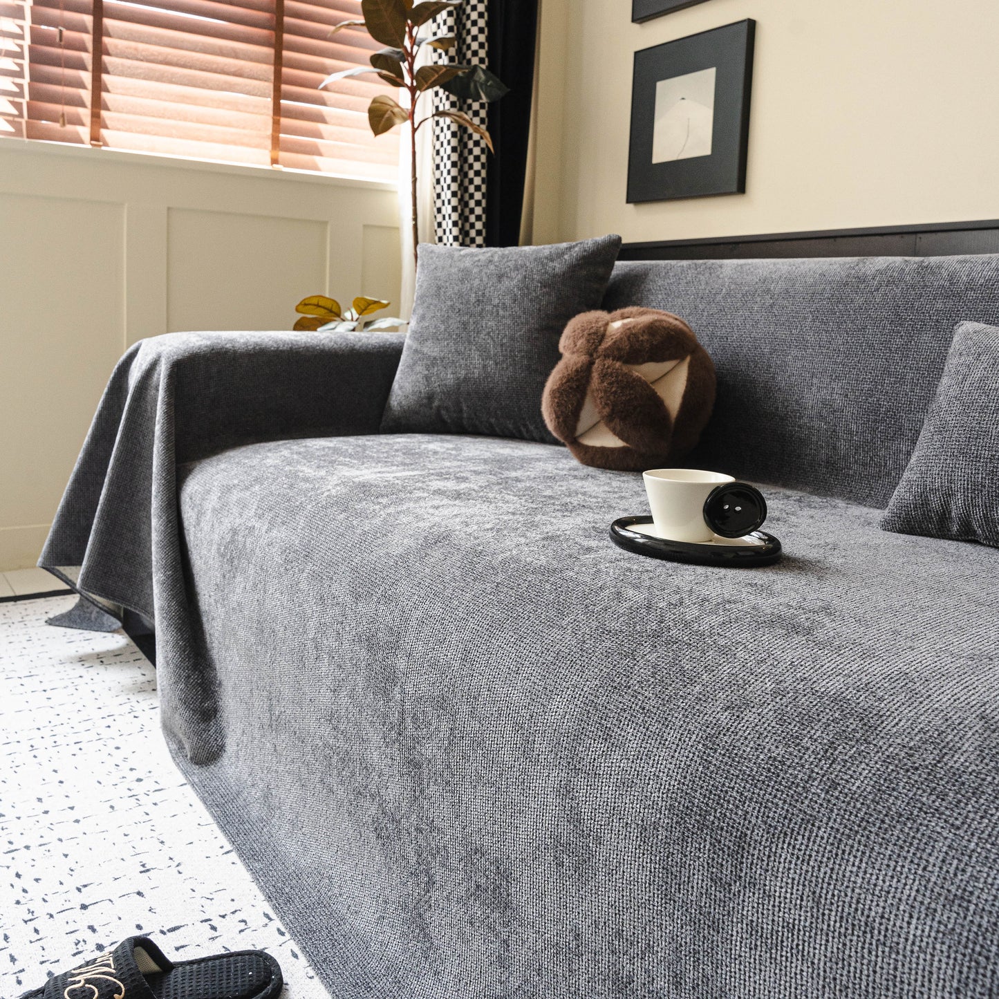 Chenille Sofa Cover Throw, Non-Slip, Water-Resistant, Pet-Friendly Couch Protector