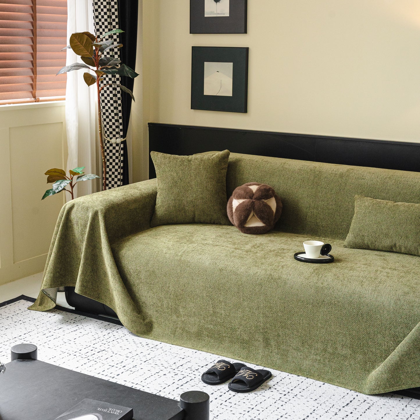 Chenille Sofa Cover Throw, Non-Slip, Water-Resistant, Pet-Friendly Couch Protector