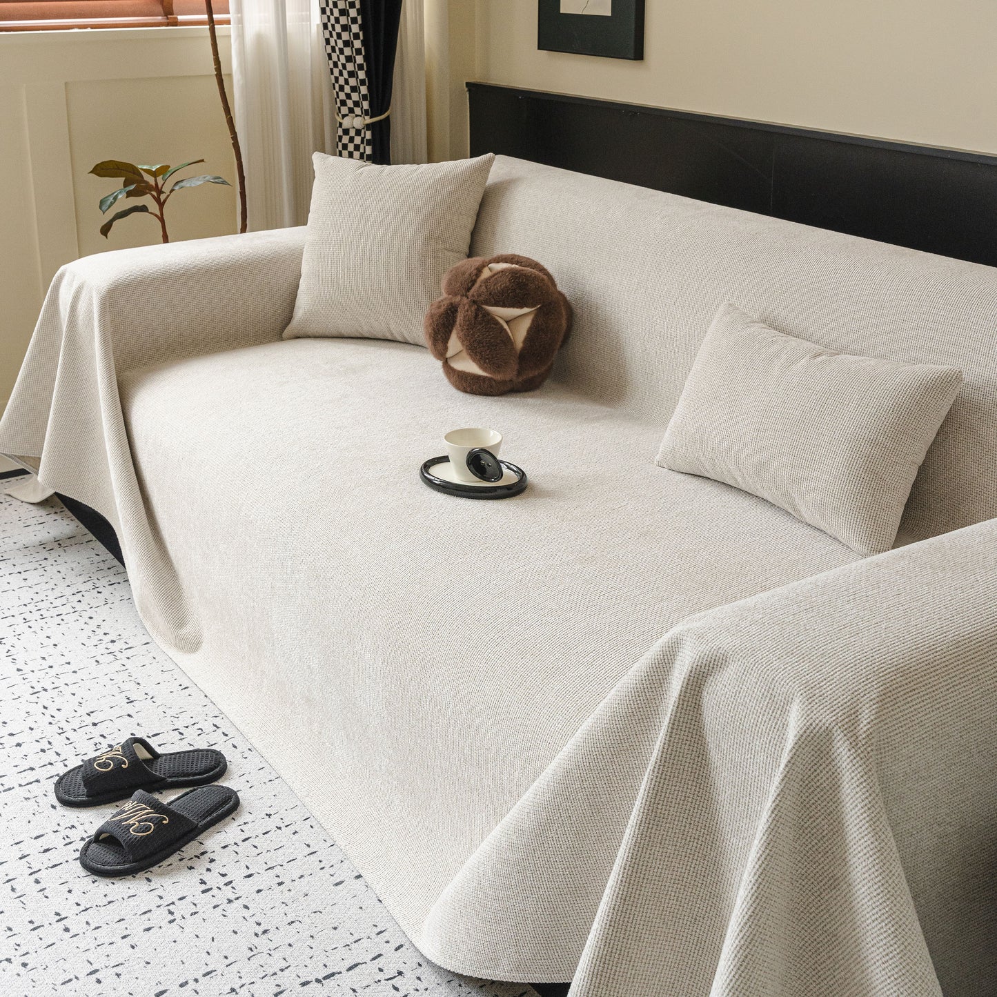 Chenille Sofa Cover Throw, Non-Slip, Water-Resistant, Pet-Friendly Couch Protector