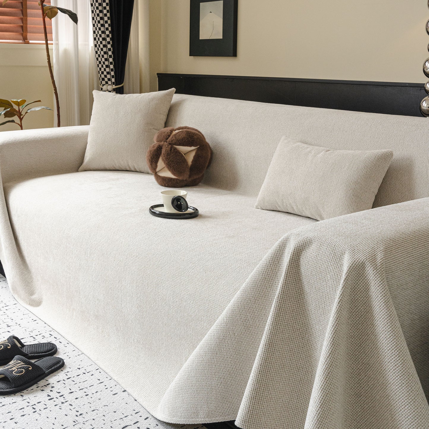 Chenille Sofa Cover Throw, Non-Slip, Water-Resistant, Pet-Friendly Couch Protector