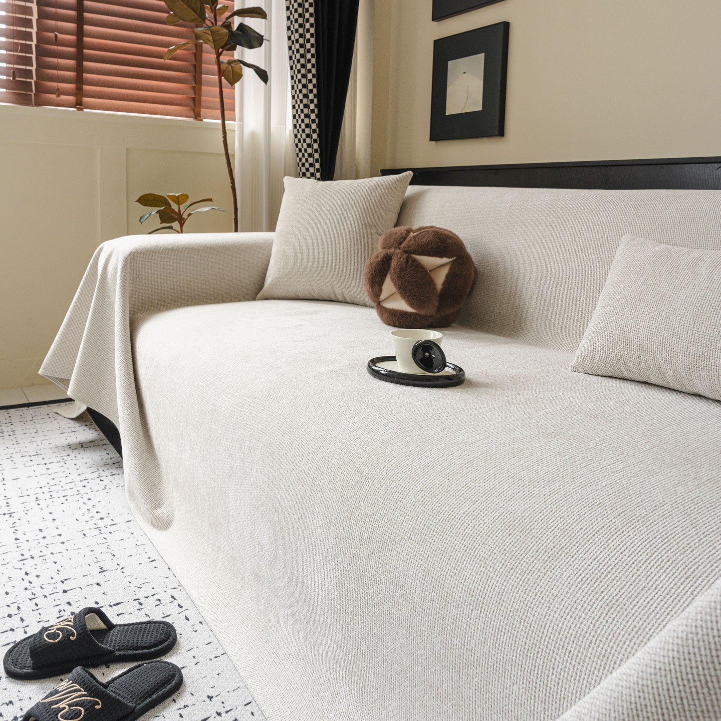 Chenille Sofa Cover Throw, Non-Slip, Water-Resistant, Pet-Friendly Couch Protector