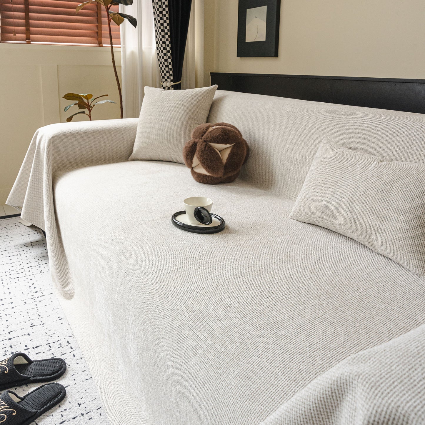 Chenille Sofa Cover Throw, Non-Slip, Water-Resistant, Pet-Friendly Couch Protector