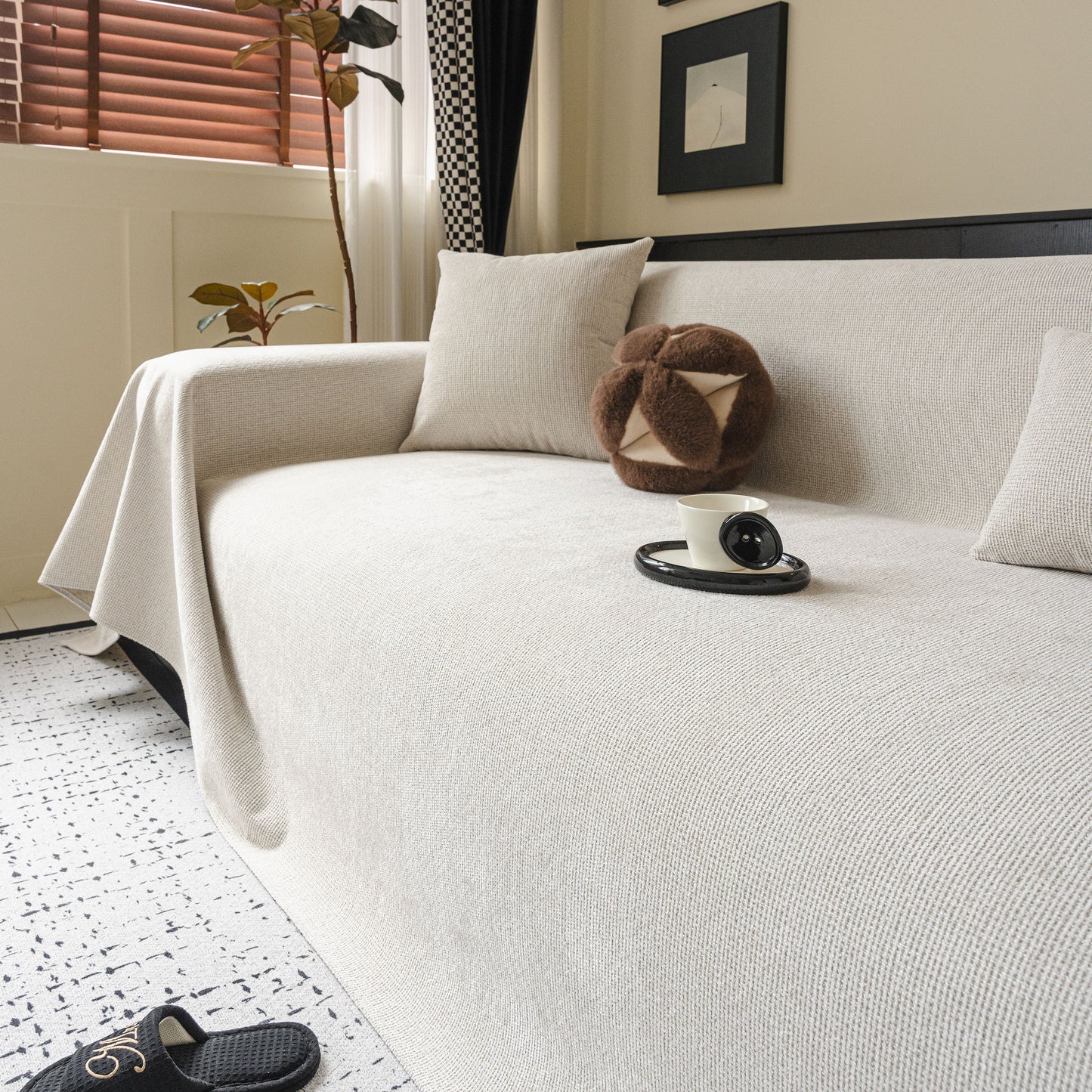 Chenille Sofa Cover Throw, Non-Slip, Water-Resistant, Pet-Friendly Couch Protector