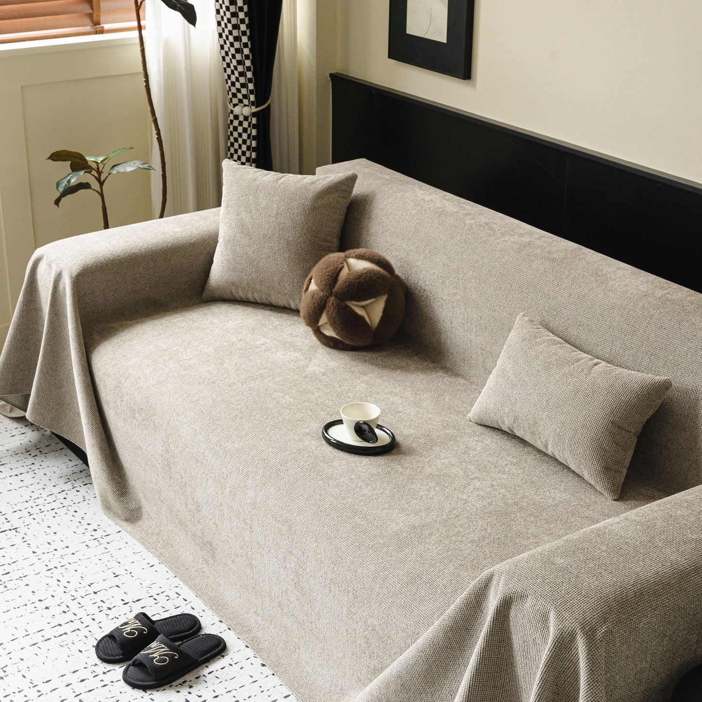 Chenille Sofa Cover Throw, Non-Slip, Water-Resistant, Pet-Friendly Couch Protector