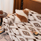 Bohemian Tufted Sofa Cover, Soft Sherpa Fleece Throw Blanket with 3D Aztec Geometric