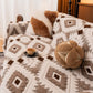 Bohemian Tufted Sofa Cover, Soft Sherpa Fleece Throw Blanket with 3D Aztec Geometric