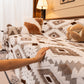 Bohemian Tufted Sofa Cover, Soft Sherpa Fleece Throw Blanket with 3D Aztec Geometric