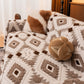 Bohemian Tufted Sofa Cover, Soft Sherpa Fleece Throw Blanket with 3D Aztec Geometric