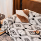 Bohemian Tufted Sofa Cover, Soft Sherpa Fleece Throw Blanket with 3D Aztec Geometric