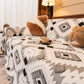 Bohemian Tufted Sofa Cover, Soft Sherpa Fleece Throw Blanket with 3D Aztec Geometric