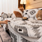 Bohemian Tufted Sofa Cover, Soft Sherpa Fleece Throw Blanket with 3D Aztec Geometric