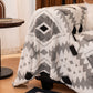 Bohemian Tufted Sofa Cover, Soft Sherpa Fleece Throw Blanket with 3D Aztec Geometric