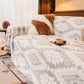 Bohemian Tufted Sofa Cover, Soft Sherpa Fleece Throw Blanket with 3D Aztec Geometric