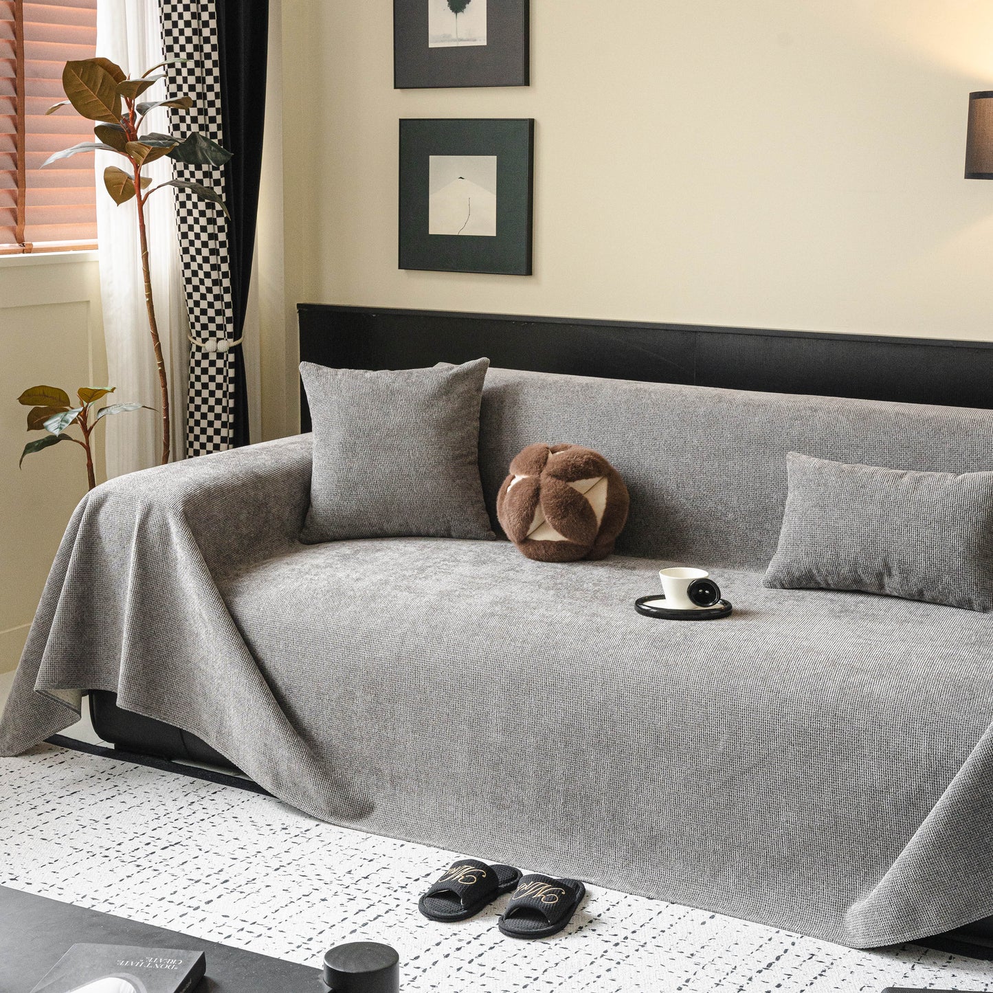 Chenille Sofa Cover Throw, Non-Slip, Water-Resistant, Pet-Friendly Couch Protector