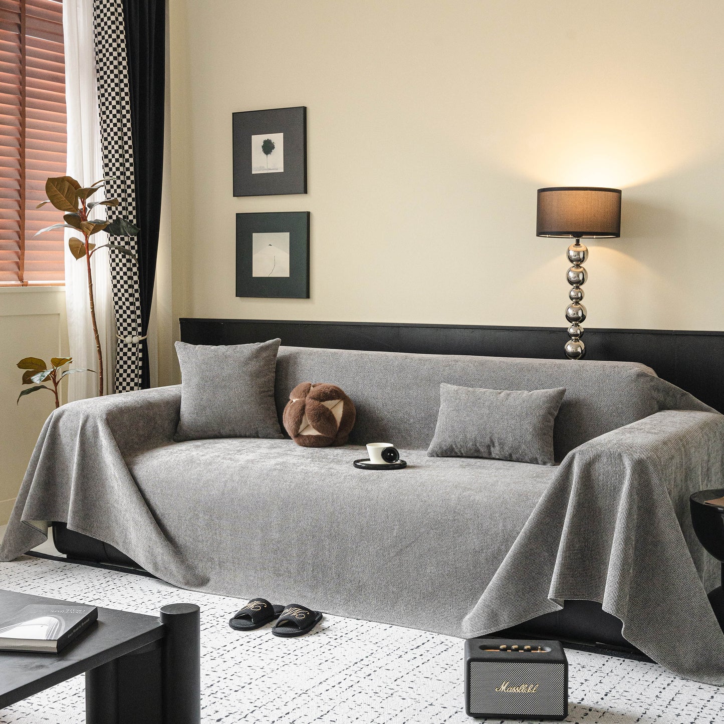 Chenille Sofa Cover Throw, Non-Slip, Water-Resistant, Pet-Friendly Couch Protector