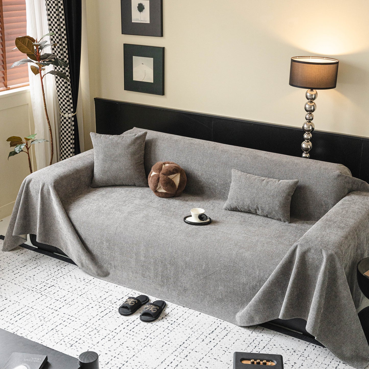 Chenille Sofa Cover Throw, Non-Slip, Water-Resistant, Pet-Friendly Couch Protector