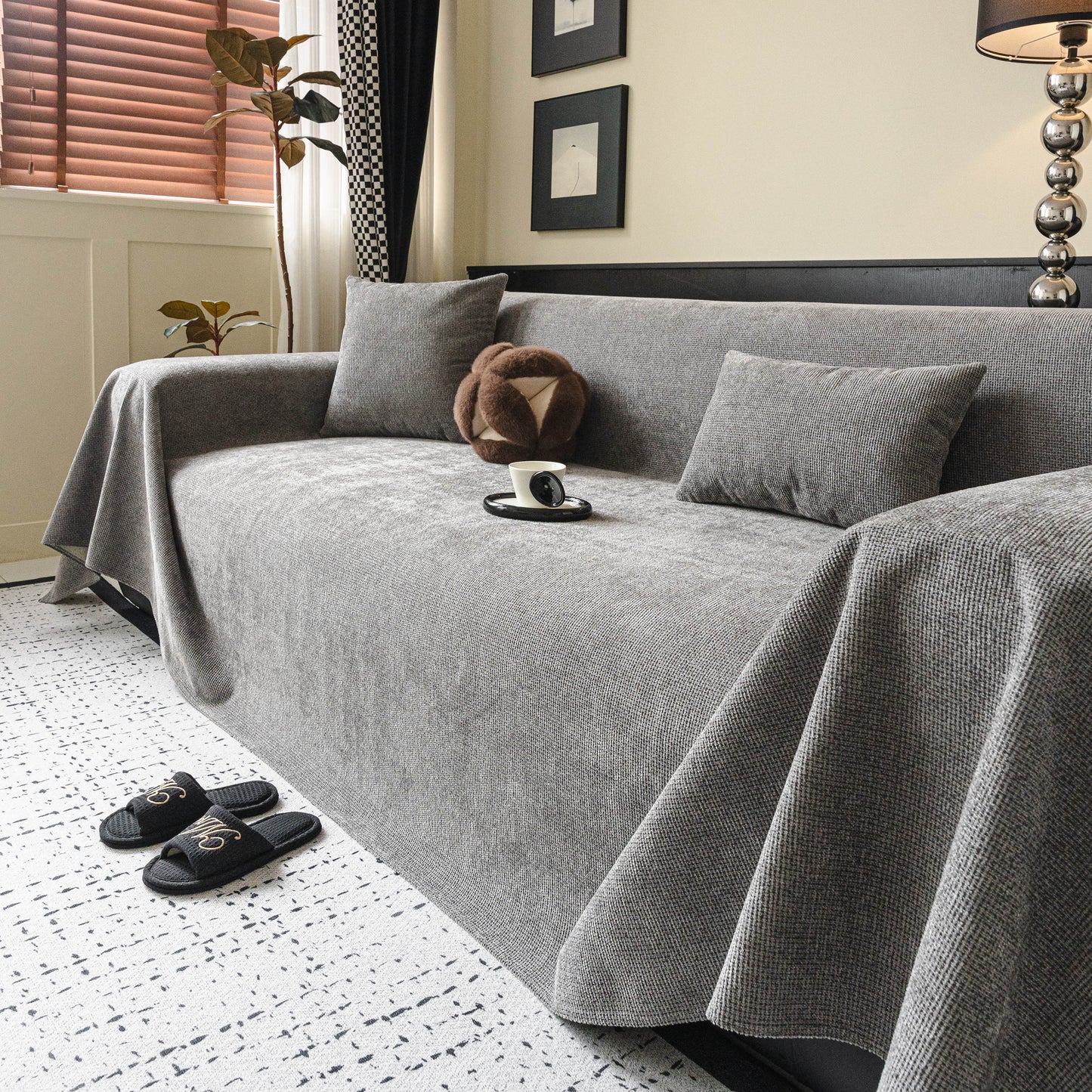 Chenille Sofa Cover Throw, Non-Slip, Water-Resistant, Pet-Friendly Couch Protector