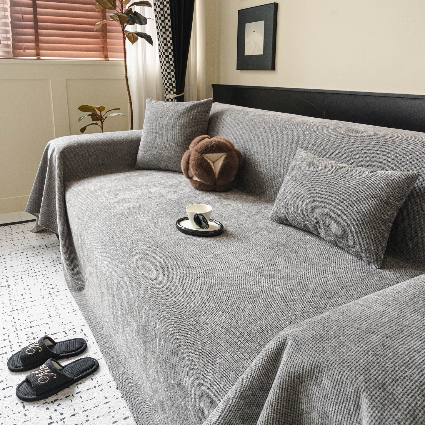 Chenille Sofa Cover Throw, Non-Slip, Water-Resistant, Pet-Friendly Couch Protector