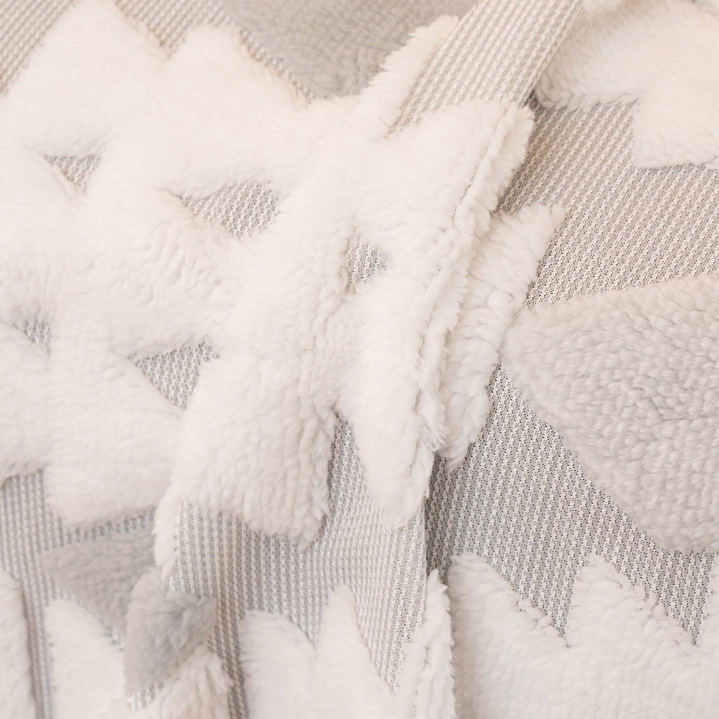 Bohemian Tufted Sofa Cover, Soft Sherpa Fleece Throw Blanket with 3D Aztec Geometric