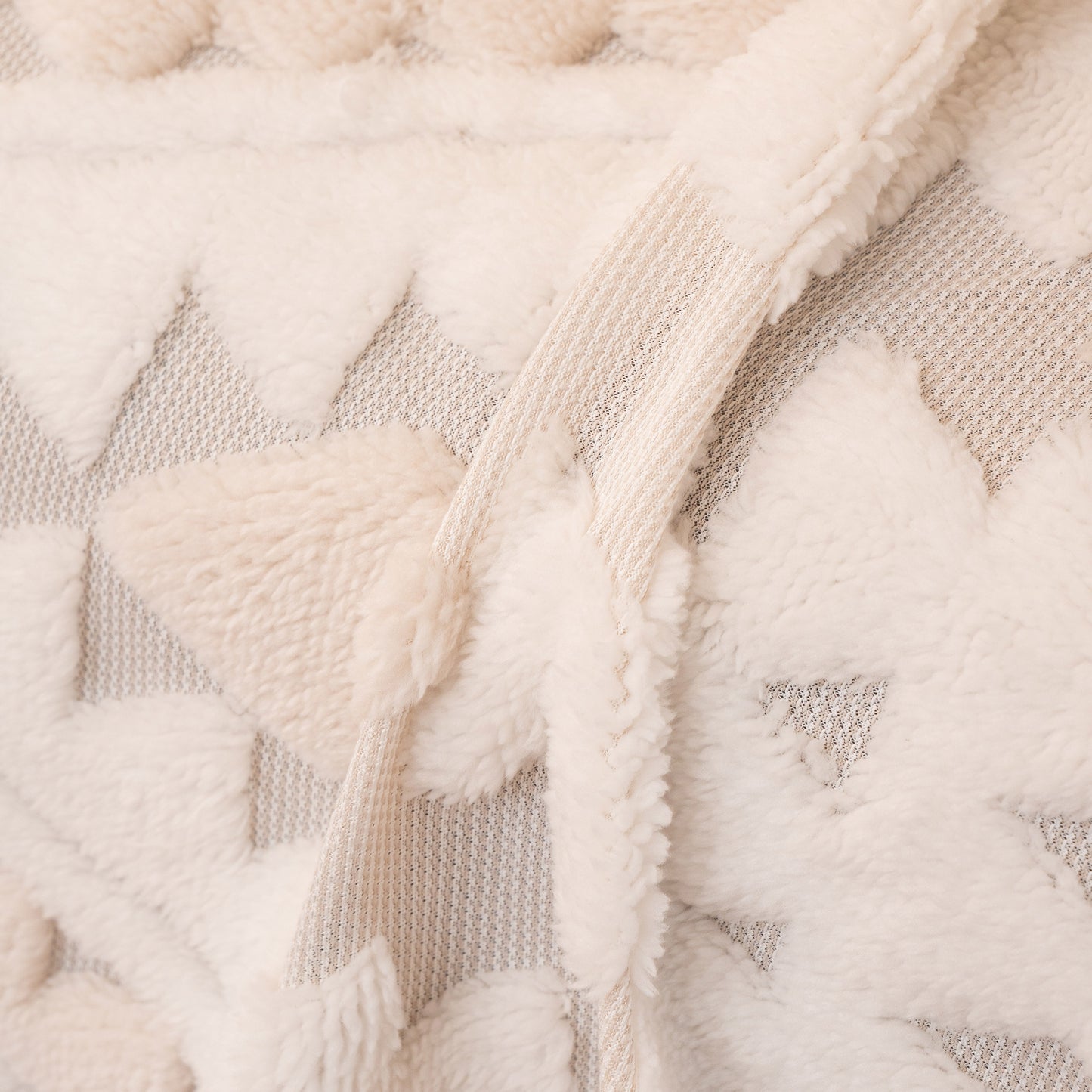 Bohemian Tufted Sofa Cover, Soft Sherpa Fleece Throw Blanket with 3D Aztec Geometric