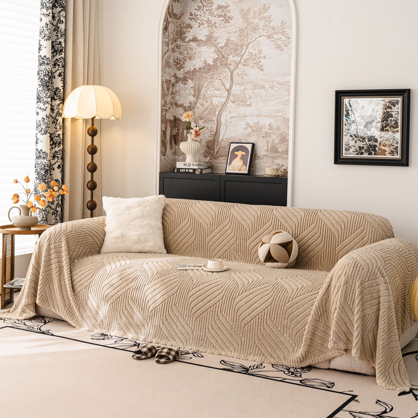 Plush Fleece Washable Sofa Throw Blanket, Soft & Cozy Furniture Protector for Couch