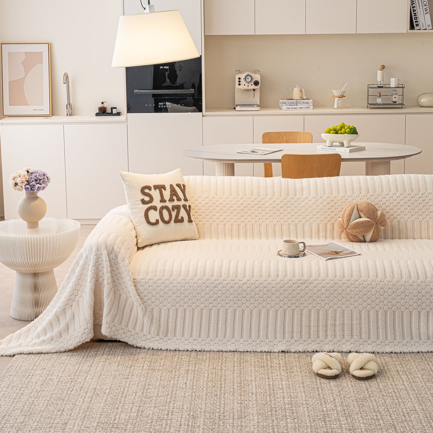 Boho 3D Geometric Throw Blanket for Couch, Luxurious Velvety Plush Fleece Sofa Cover