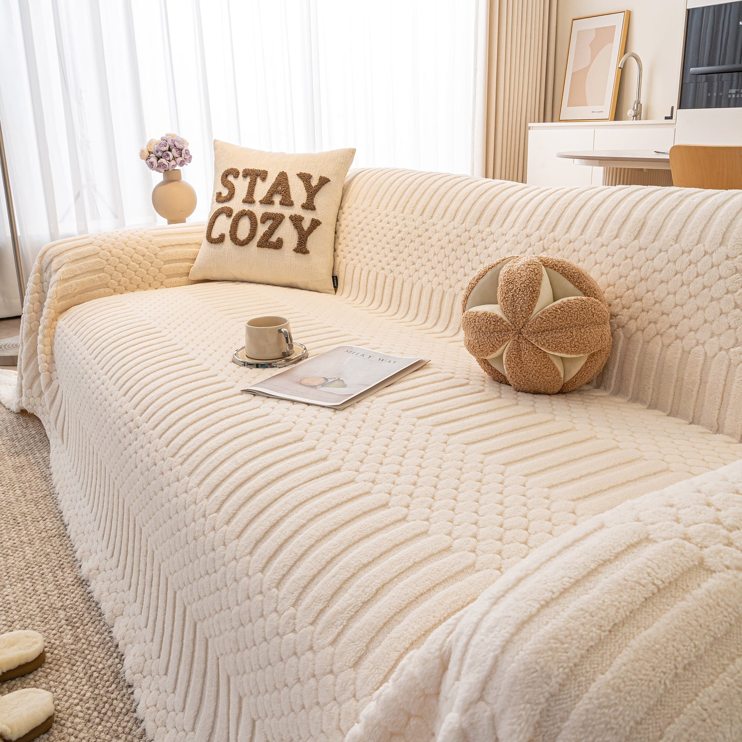 Boho 3D Geometric Throw Blanket for Couch, Luxurious Velvety Plush Fleece Sofa Cover