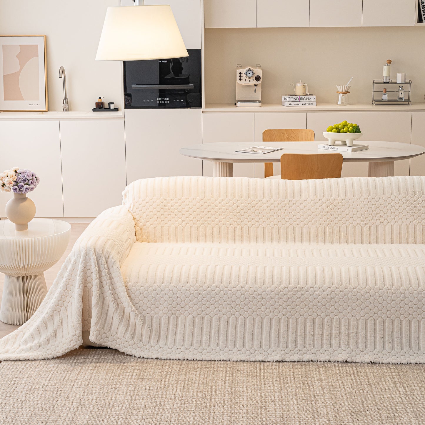 Boho 3D Geometric Throw Blanket for Couch, Luxurious Velvety Plush Fleece Sofa Cover