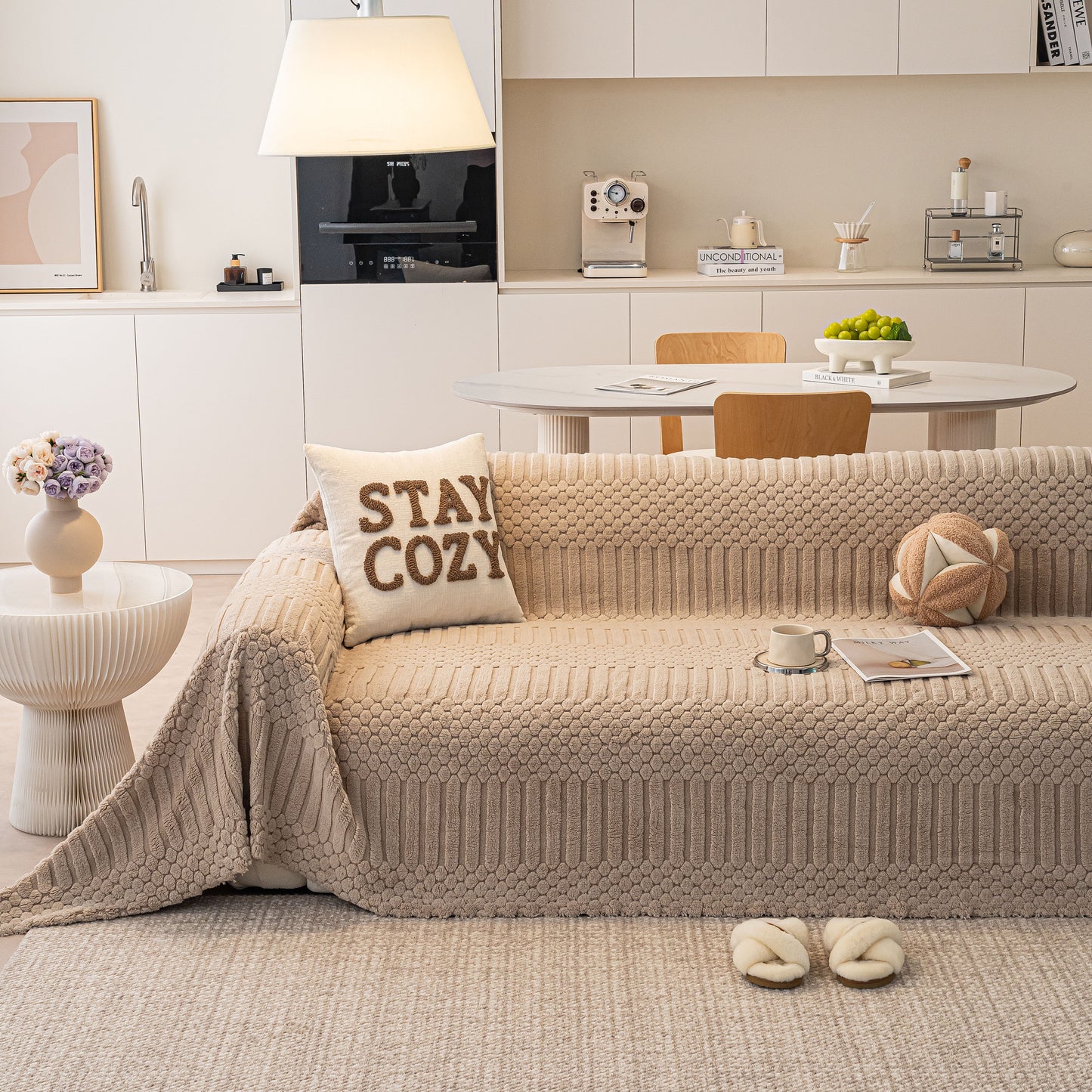 Boho 3D Geometric Throw Blanket for Couch, Luxurious Velvety Plush Fleece Sofa Cover