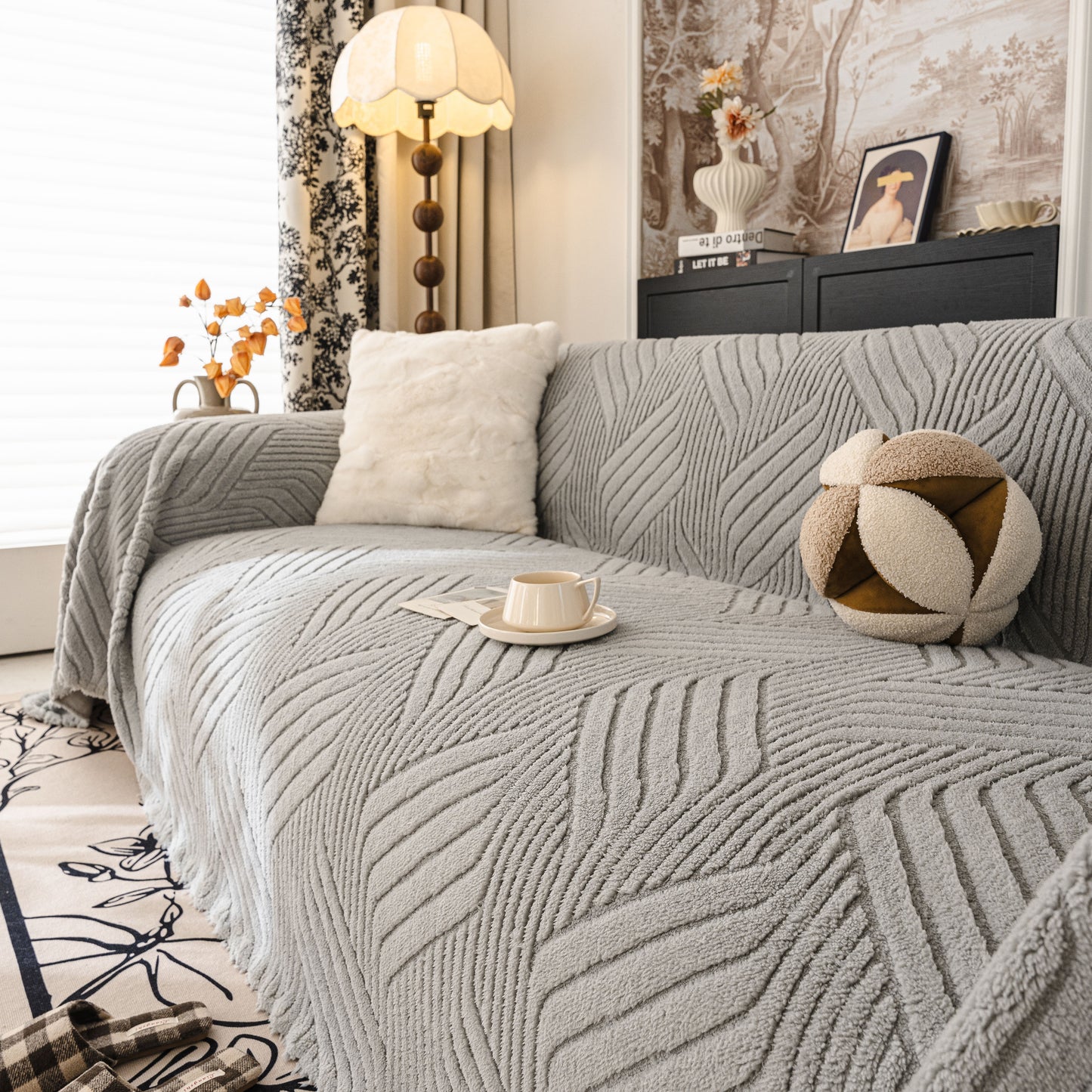 Plush Fleece Washable Sofa Throw Blanket, Soft & Cozy Furniture Protector for Couch