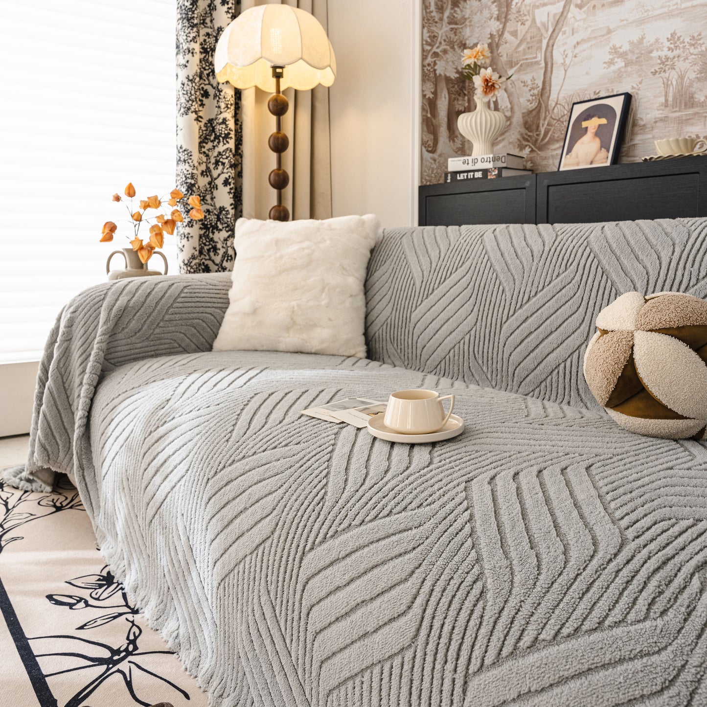 Plush Fleece Washable Sofa Throw Blanket, Soft & Cozy Furniture Protector for Couch