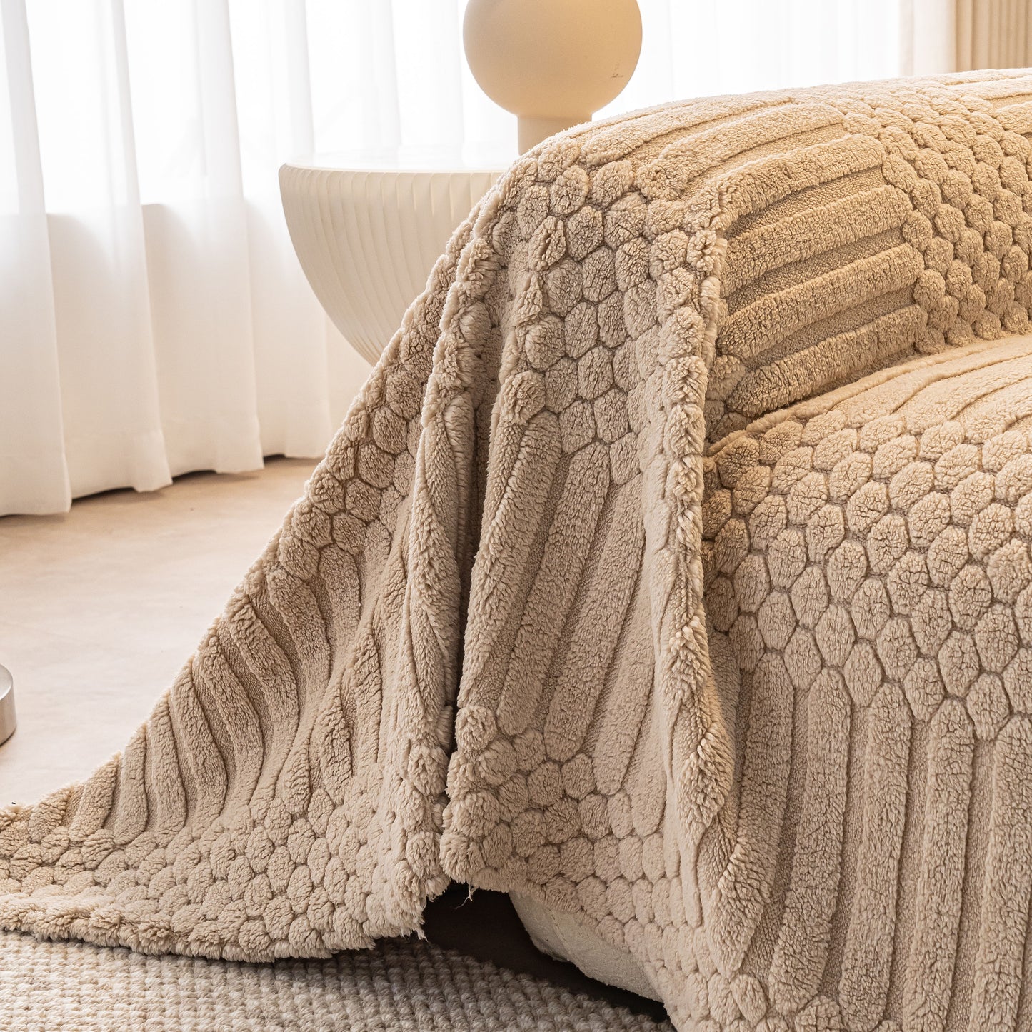 Boho 3D Geometric Throw Blanket for Couch, Luxurious Velvety Plush Fleece Sofa Cover