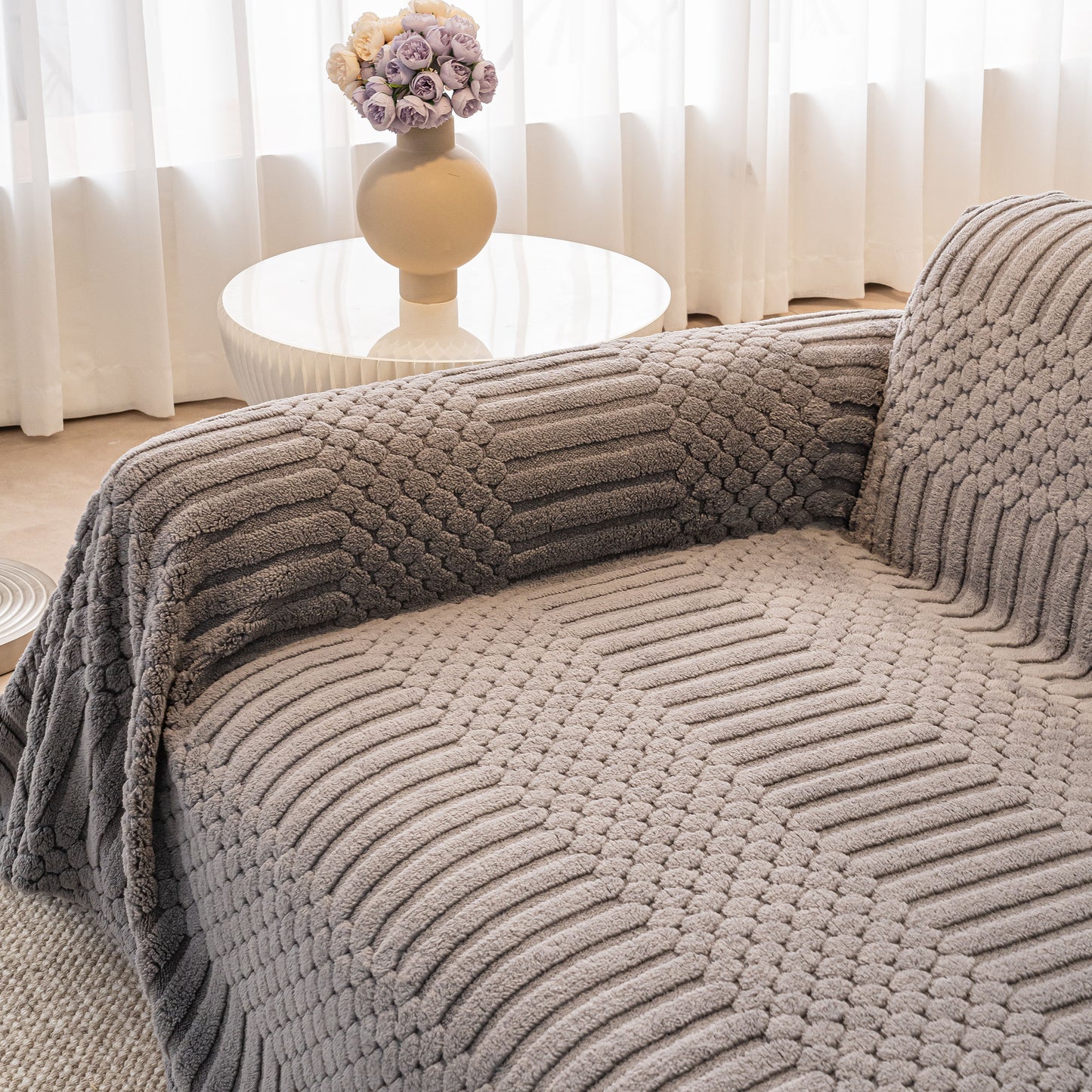 Boho 3D Geometric Throw Blanket for Couch, Luxurious Velvety Plush Fleece Sofa Cover