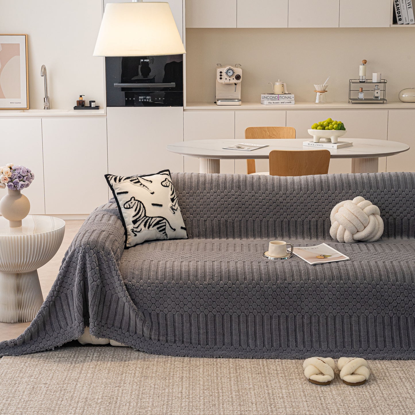 Boho 3D Geometric Throw Blanket for Couch, Luxurious Velvety Plush Fleece Sofa Cover