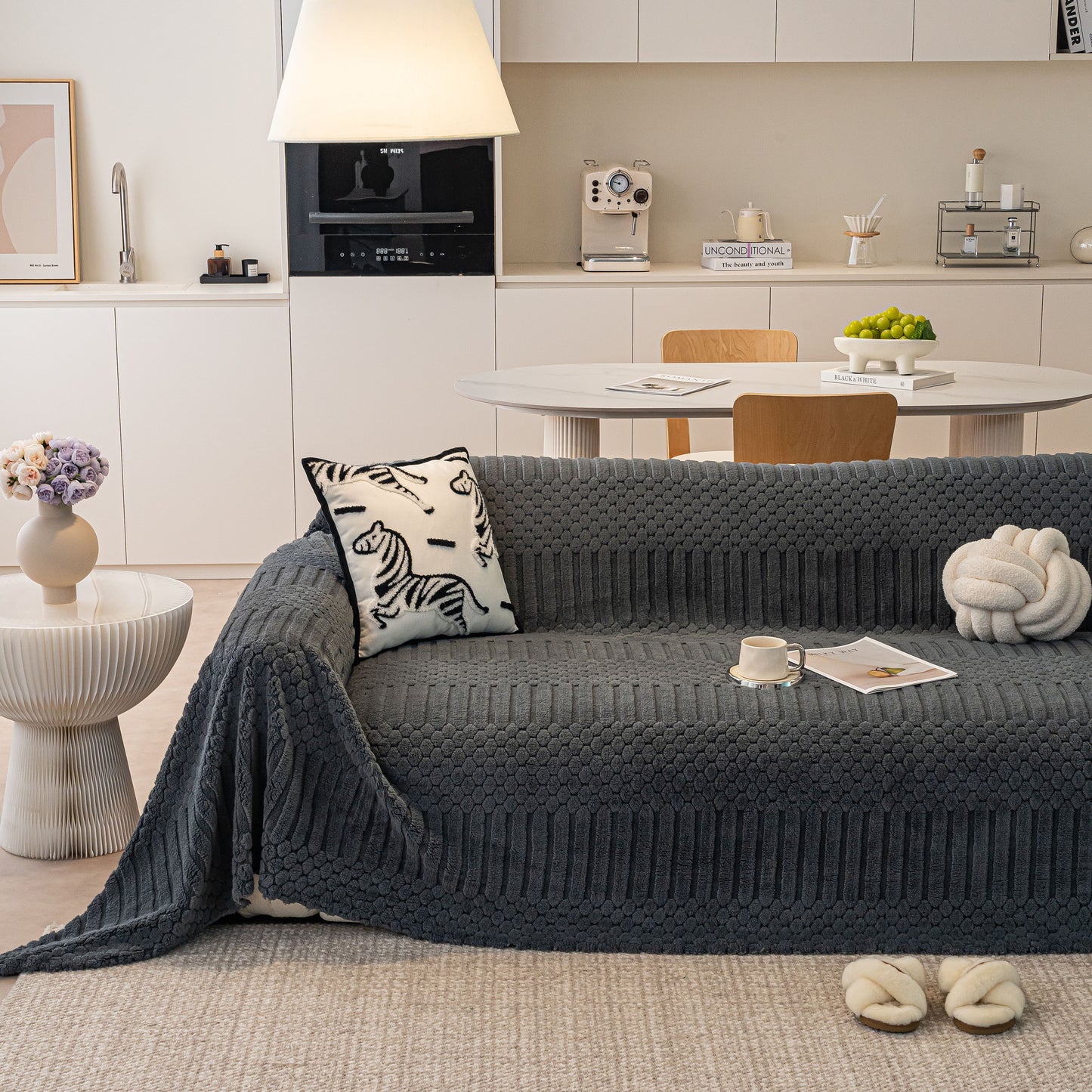 Boho 3D Geometric Throw Blanket for Couch, Luxurious Velvety Plush Fleece Sofa Cover