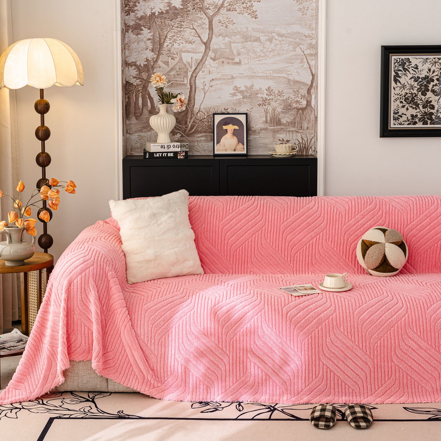 Plush Fleece Washable Sofa Throw Blanket, Soft & Cozy Furniture Protector for Couch