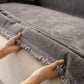 Solid Color Chenille Sofa Throw Cover, Soft Textured Sofa Cover for Sectional L Shape