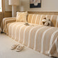 Boho Farmhouse Rustic Striped Sofa Throw Cover, Raised Textured Furniture Couch Cover