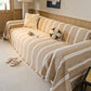 Boho Farmhouse Rustic Striped Sofa Throw Cover, Raised Textured Furniture Couch Cover